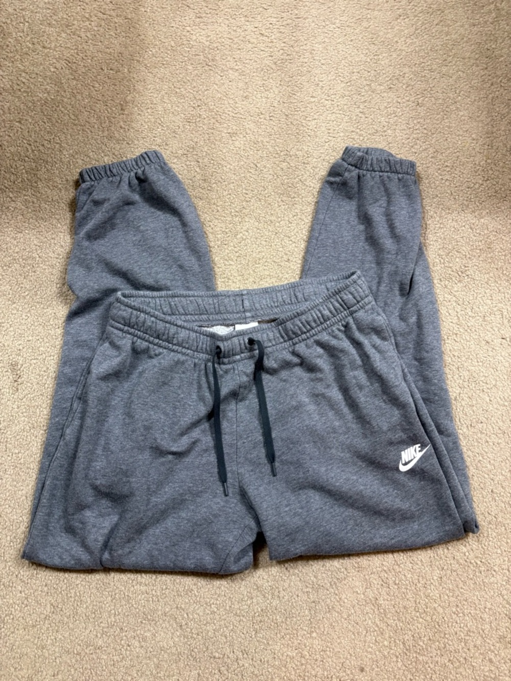 Nike Men's Charcoal Gray Joggers with White Swoosh